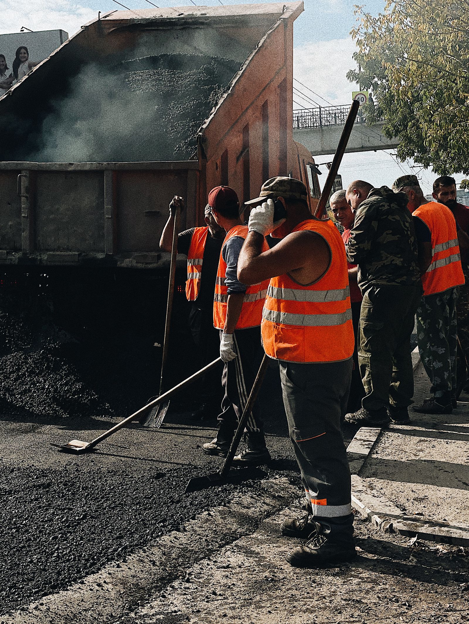 Asphalt road construction
