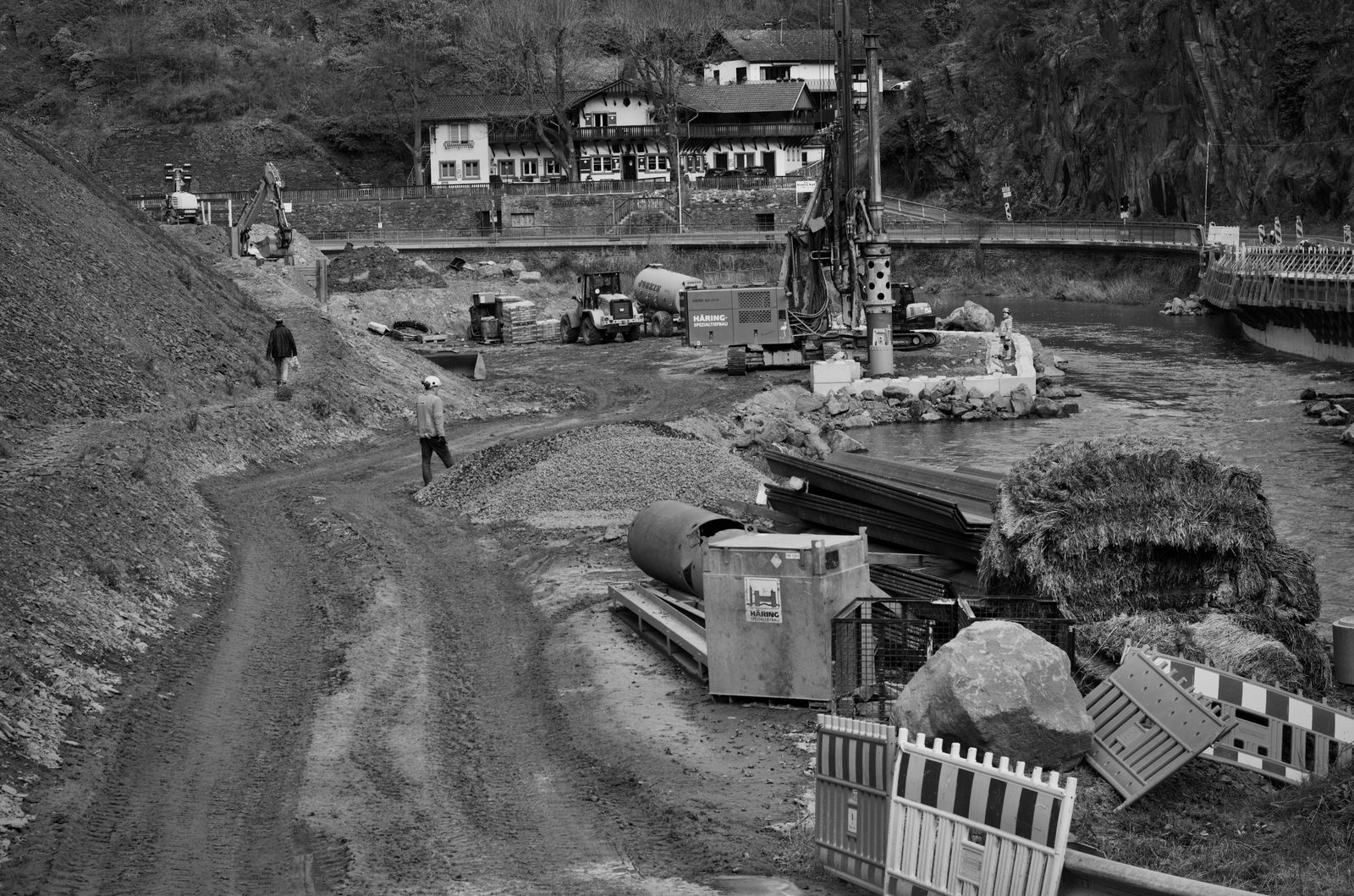 Urban road construction scene